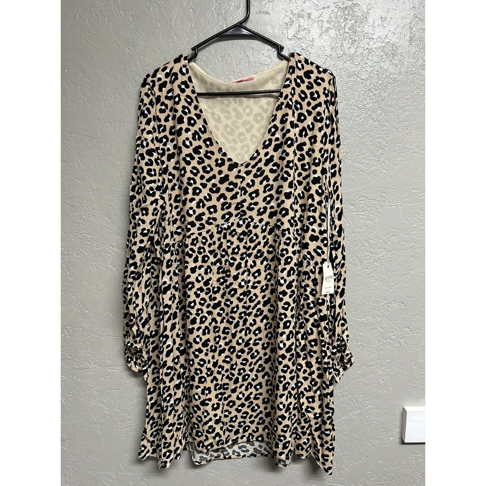 Simply Southern Women's Baby Doll Dress/Tunic Size xl leopard print NWT